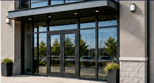 Professional commercial storefront entrance